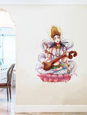 Rawpockets Wall Decals ' Goddess Saraswathi ' Wall stickers (PVC Vinyl) Multicolour - 15734182 - Standard Image - 3