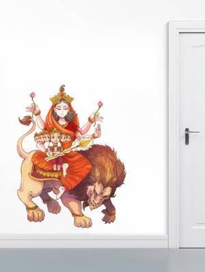 Rawpockets Wall Decals ' Goddess Saraswathi with Baby Murugan ' Wall stickers (PVC Vinyl) Multicolour - 15734183 - Standard Image - 3