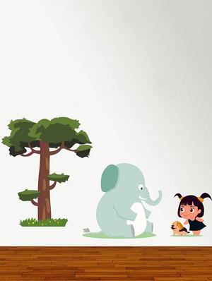 Rawpockets Wall Decals ' Elephant Tree and Kids ' Wall stickers (PVC Vinyl) Multicolour - 15734186 - Standard Image - 3
