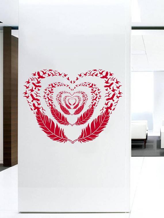 Rawpockets Wall Decals ' Heart-ins Feather ' Wall stickers (PVC Vinyl) Multicolour - 15734188 - Zoom Image - 3