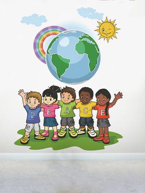 Rawpockets Wall Decals ' Peace Of World? ' Wall stickers (PVC Vinyl) Multicolour - 15734205 - Standard Image - 3