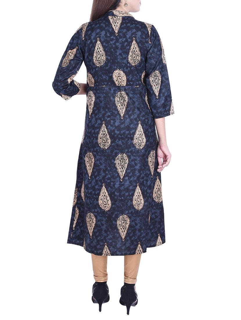 Printed slit a-line kurta - 15734530 - Zoom Image - 3