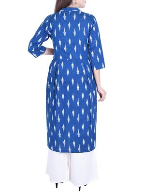 Ikat a-line kurta with tassels - 15734534 - Standard Image - 3