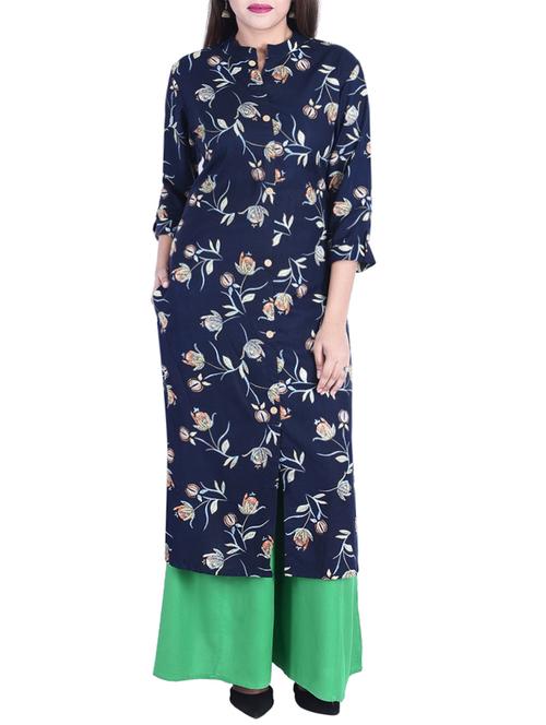 Printed a-line kurta with pockets - 15734535 - Standard Image - 1