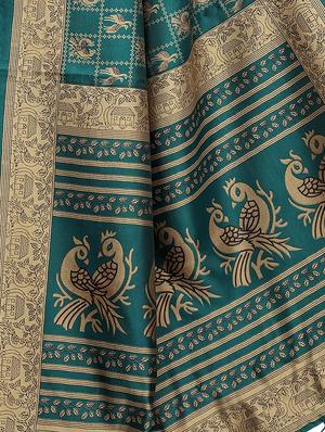 conversational printed saree with blouse - 15734625 - Standard Image - 3