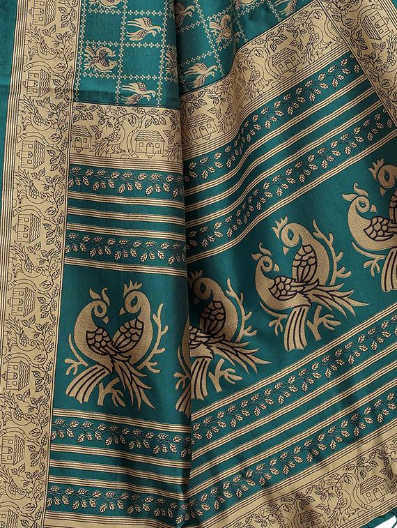 conversational printed saree with blouse - 15734625 - Zoom Image - 3