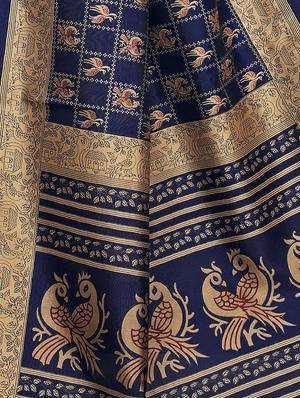 conversational printed saree with blouse - 15734626 - Standard Image - 3