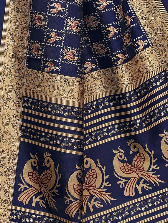 conversational printed saree with blouse - 15734626 - Zoom Image - 3