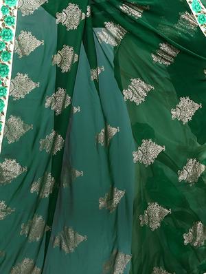 foil printed half & half saree with blouse - 15734680 - Standard Image - 3