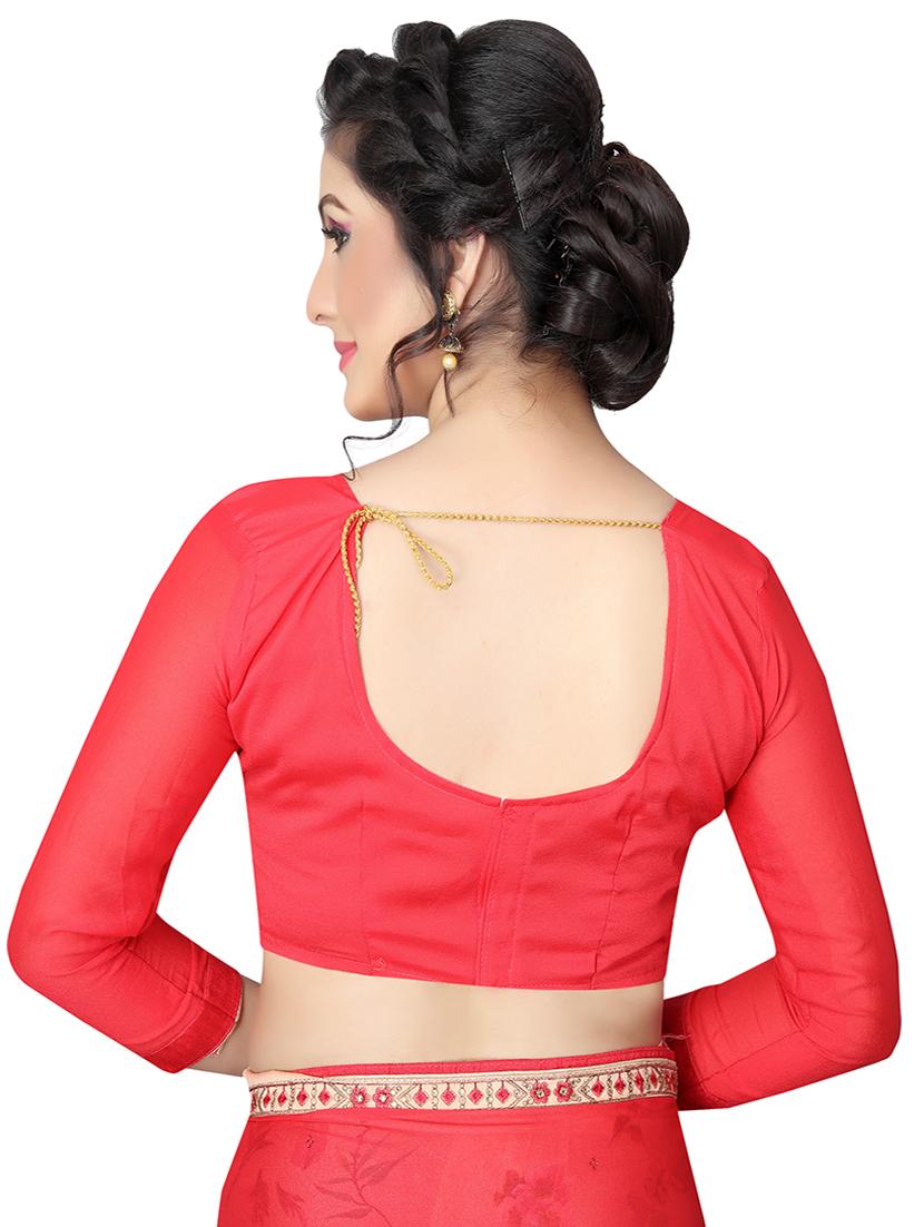 floral half & half saree with blouse - 15734761 - Zoom Image - 3