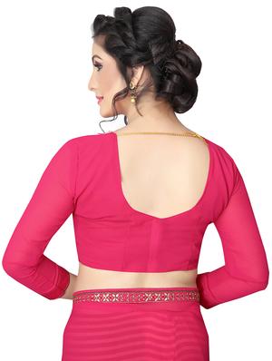 striped half & half saree with blouse - 15734762 - Standard Image - 3