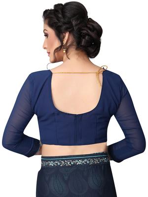 floral half & half saree with blouse - 15734767 - Standard Image - 3