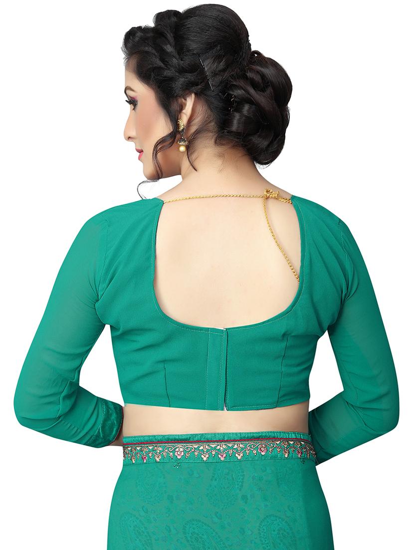 paisley half & half saree with blouse - 15734768 - Zoom Image - 3