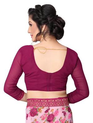 floral printed saree with blouse - 15734771 - Standard Image - 3
