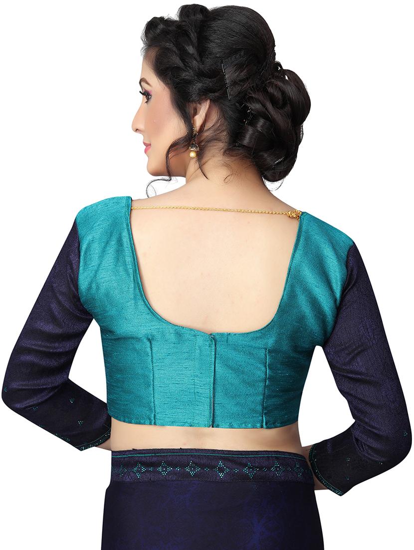 embellished pallu bordered saree with blouse - 15734781 - Zoom Image - 3