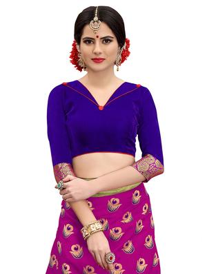 floral zari motif banarasi saree with blouse - 15734864 - Standard Image - 3