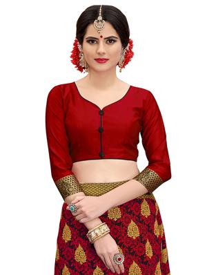 floral zari motif banarasi saree with blouse - 15734873 - Standard Image - 3