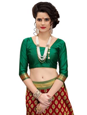 half & half zari banarasi saree with blouse - 15734874 - Standard Image - 3