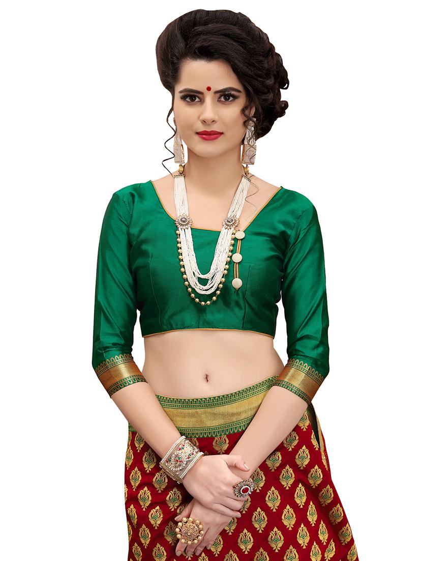 half & half zari banarasi saree with blouse - 15734874 - Zoom Image - 3