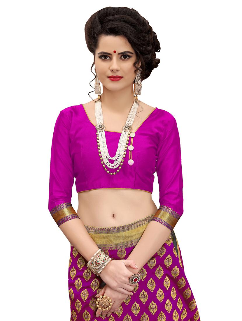 half & half zari banarasi saree with blouse - 15734875 - Zoom Image - 3