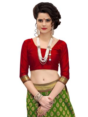half & half zari banarasi saree with blouse - 15734877 - Standard Image - 3