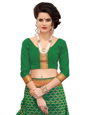 half & half paisley banarasi saree with blouse - 15734878 - Standard Image - 3