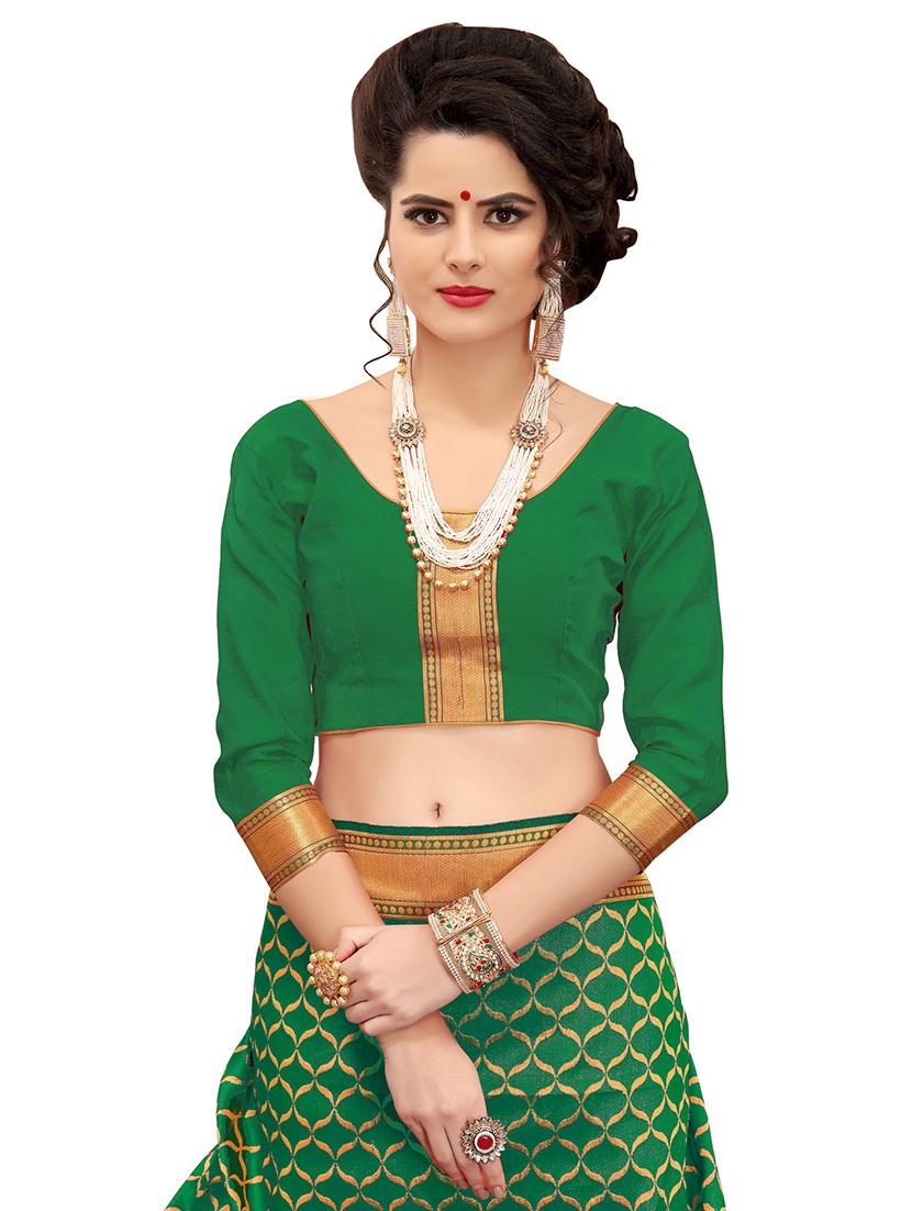 half & half paisley banarasi saree with blouse - 15734878 - Zoom Image - 3