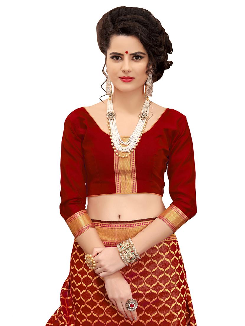half & half paisley banarasi saree with blouse - 15734880 - Zoom Image - 3