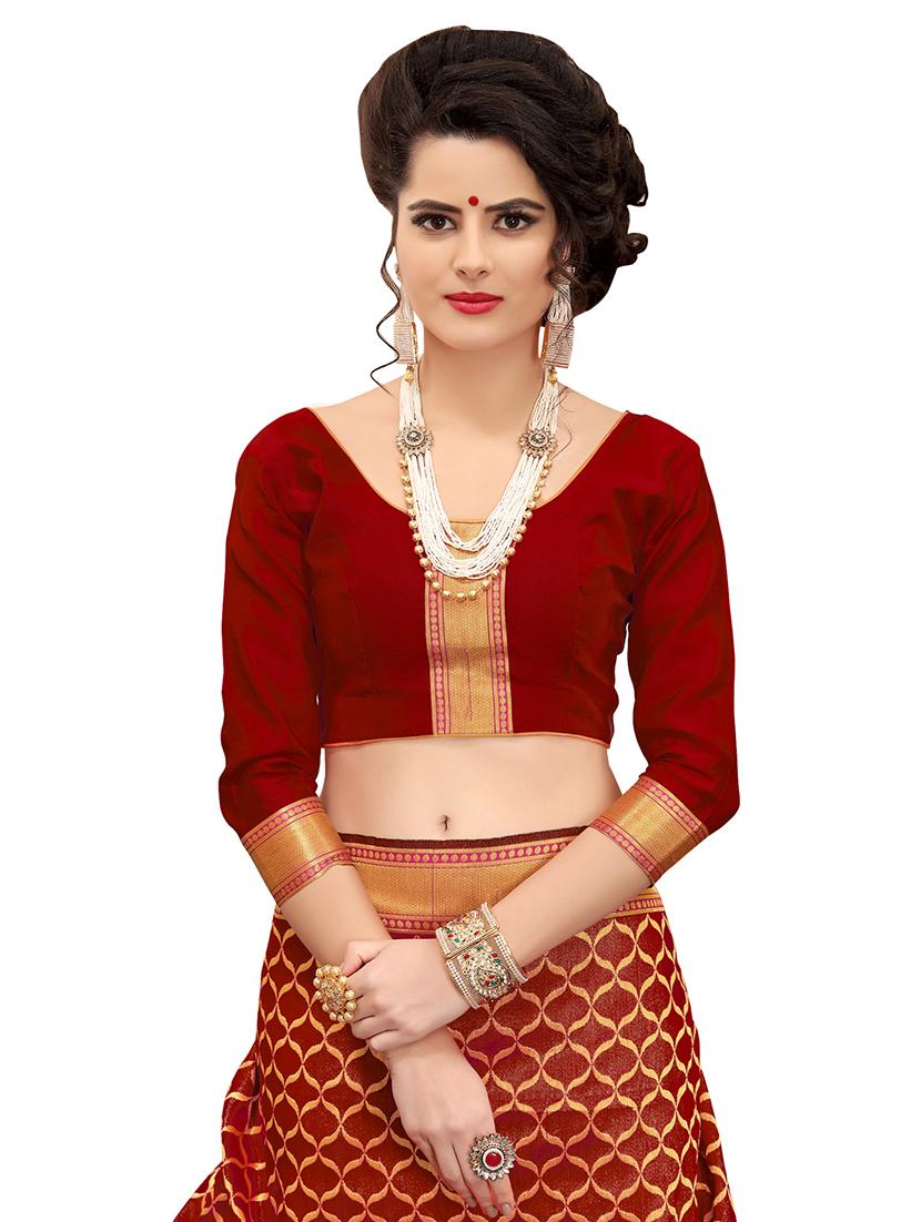half & half paisley banarasi saree with blouse - 15734881 - Zoom Image - 3
