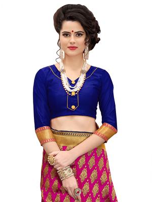 half & half zari banarasi saree with blouse - 15734882 - Standard Image - 3