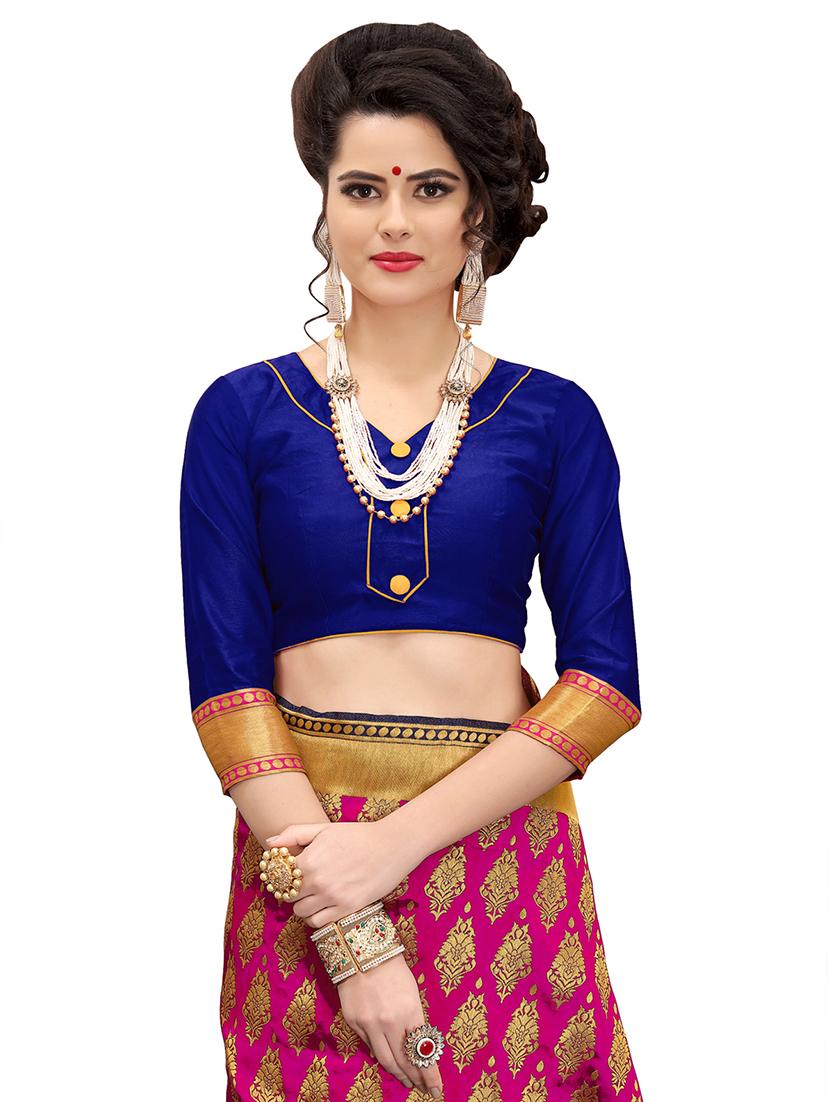 half & half zari banarasi saree with blouse - 15734882 - Zoom Image - 3