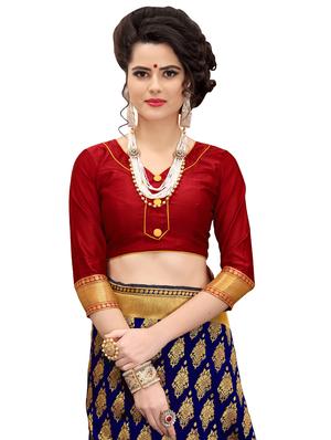 half & half zari banarasi saree with blouse - 15734885 - Standard Image - 3