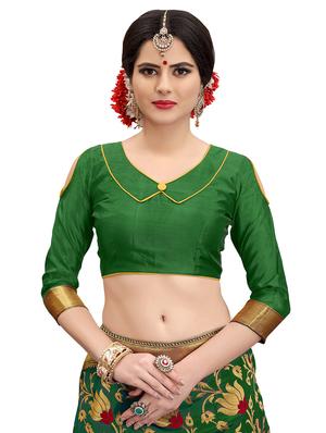 floral zari motif banarasi saree with blouse - 15734886 - Standard Image - 3