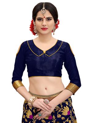 floral zari motif banarasi saree with blouse - 15734887 - Standard Image - 3