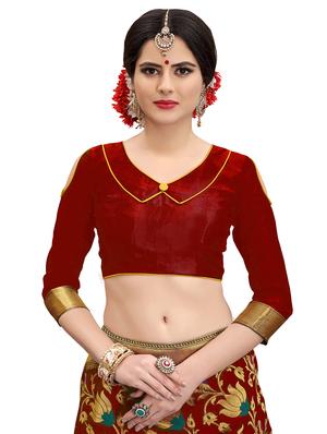floral zari motif banarasi saree with blouse - 15734889 - Standard Image - 3