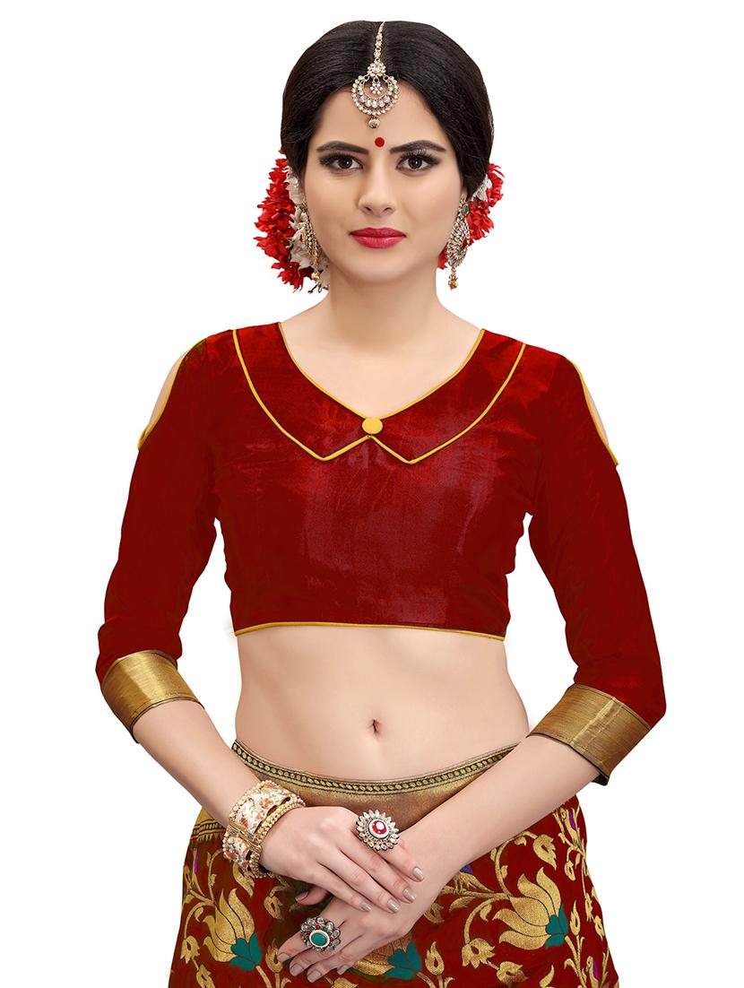 floral zari motif banarasi saree with blouse - 15734889 - Zoom Image - 3