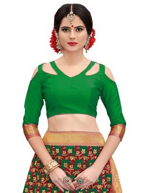 half & half floral banarasi saree with blouse - 15734890 - Standard Image - 3