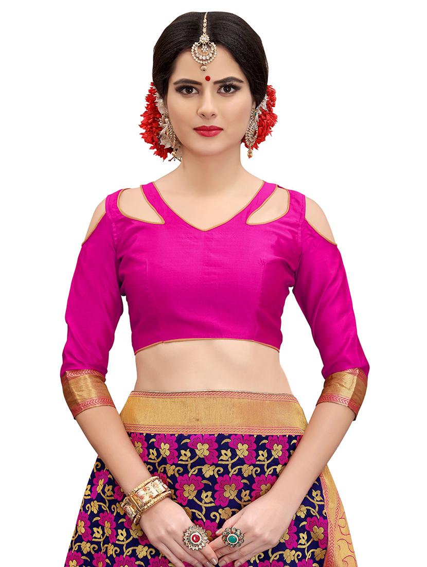 half & half floral banarasi saree with blouse - 15734891 - Zoom Image - 3