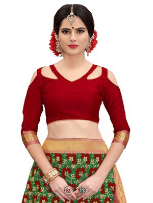 half & half floral banarasi saree with blouse - 15734892 - Standard Image - 3
