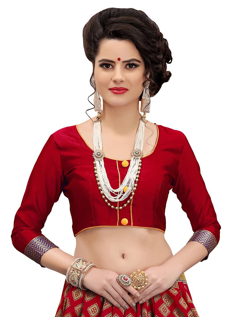 half & half zari banarasi saree with blouse - 15734896 - Zoom Image - 3