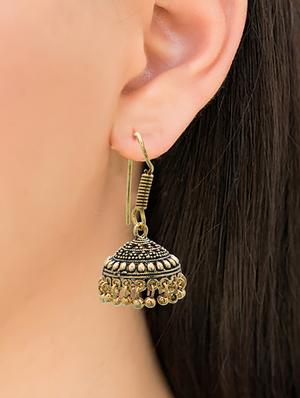 gold metal jhumka earring - 15735167 - Standard Image - 3