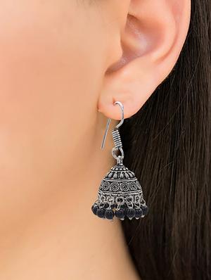 silver metal jhumka earring - 15735169 - Standard Image - 3