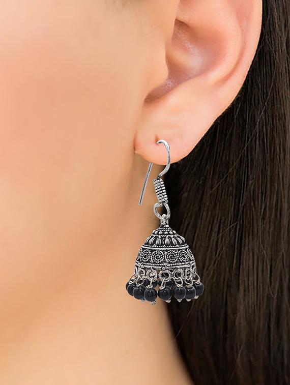 silver metal jhumka earring - 15735169 - Zoom Image - 3