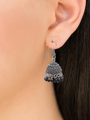 silver metal jhumka earring - 15735177 - Standard Image - 3