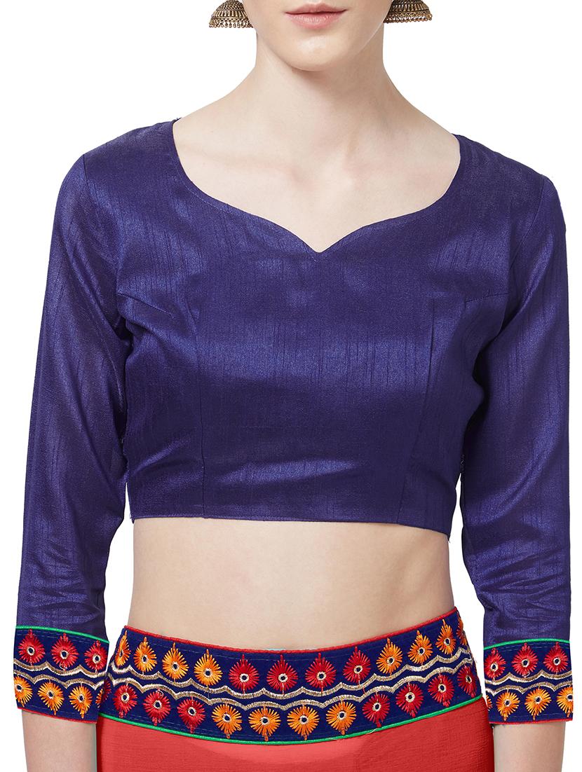 embroidered lace border saree with blouse - 15735286 - Zoom Image - 3