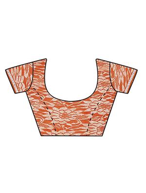 lace border orange saree with blouse - 15735292 - Standard Image - 3