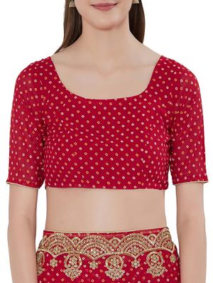 bandhani embroidered saree with blouse - 15735293 - Standard Image - 3