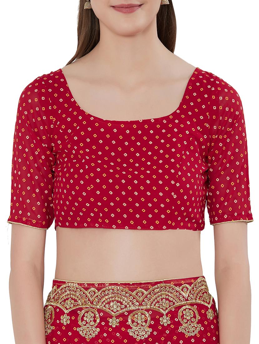 bandhani embroidered saree with blouse - 15735293 - Zoom Image - 3