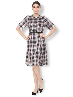 bow detail button up checkered dress - 15735388 - Standard Image - 3