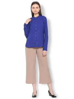 mandarin neck solid shirt - 15735397 - Standard Image - 3